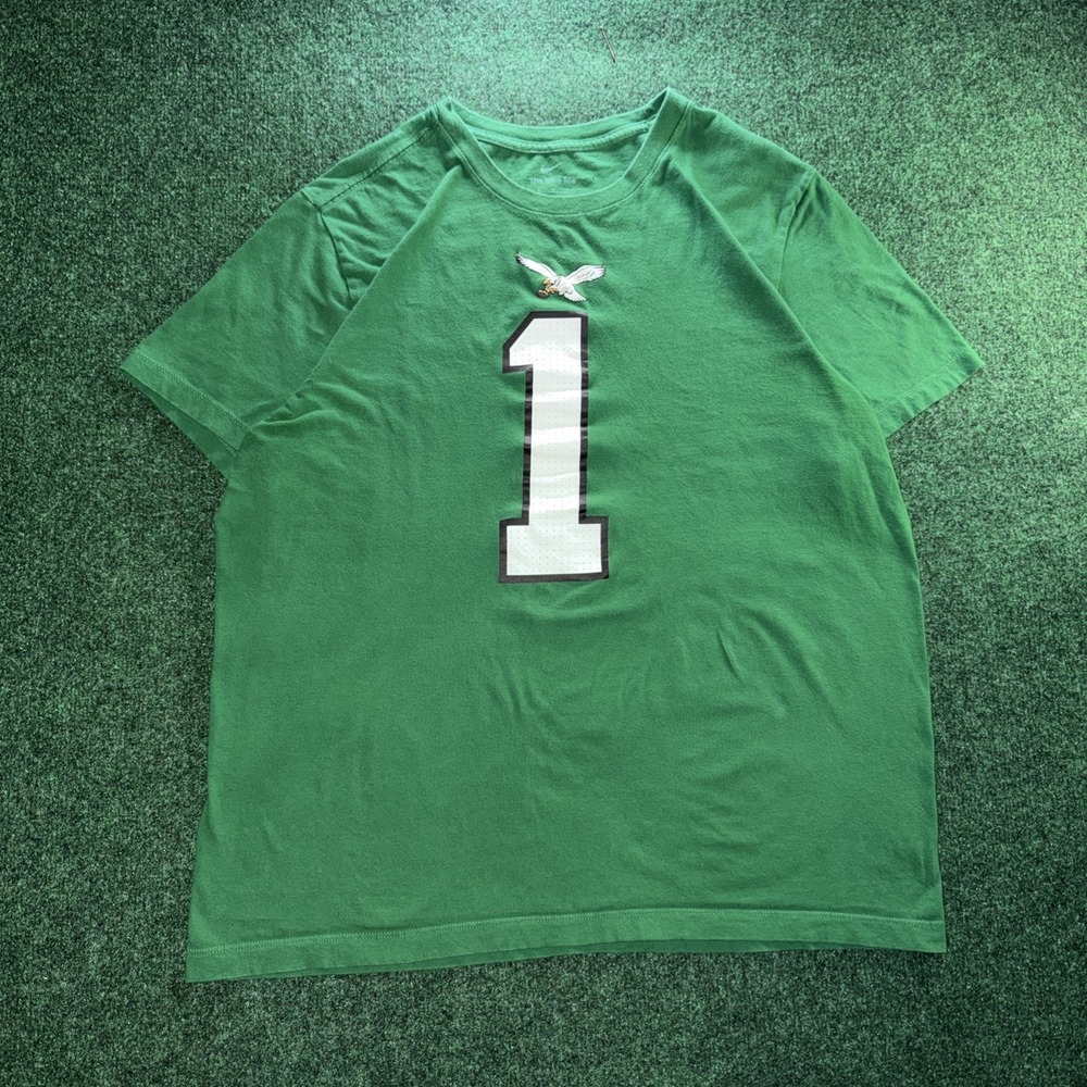 Nike Jalen Hurts #1 Graphic T Shirt Men's Large Green White Shirt